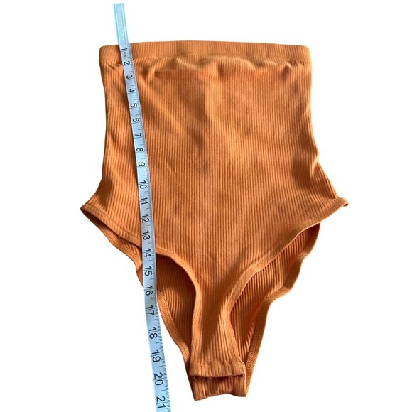 Topshop Womens Orange Ribbed Strapless Bodysuit Size US 6 Tube Top Sexy NWT - Picture 9 of 9